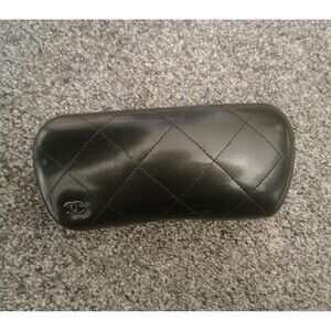 Chanel Black Quilted Leather Sunglasses Eyeglasses Hard Case
